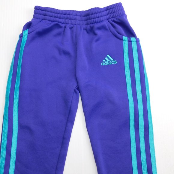 Adidas Girls 2T Purple Blue Track Pant 3 Stripe - Picture 3 of 5